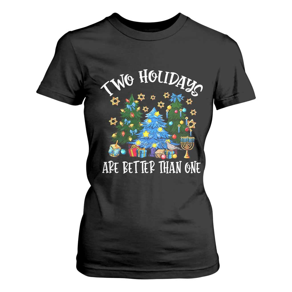 Christmas Hanukkah T Shirt For Women Two Holidays Are Better Than One Christmukkah Tree TS11 Black Print Your Wear