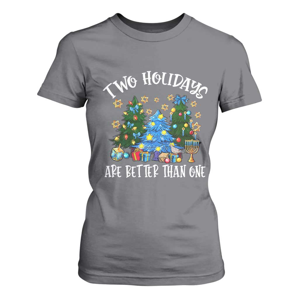 Christmas Hanukkah T Shirt For Women Two Holidays Are Better Than One Christmukkah Tree TS11 Charcoal Print Your Wear