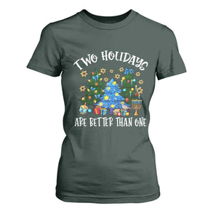 Christmas Hanukkah T Shirt For Women Two Holidays Are Better Than One Christmukkah Tree TS11 Dark Forest Green Print Your Wear