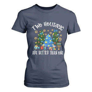 Christmas Hanukkah T Shirt For Women Two Holidays Are Better Than One Christmukkah Tree TS11 Navy Print Your Wear