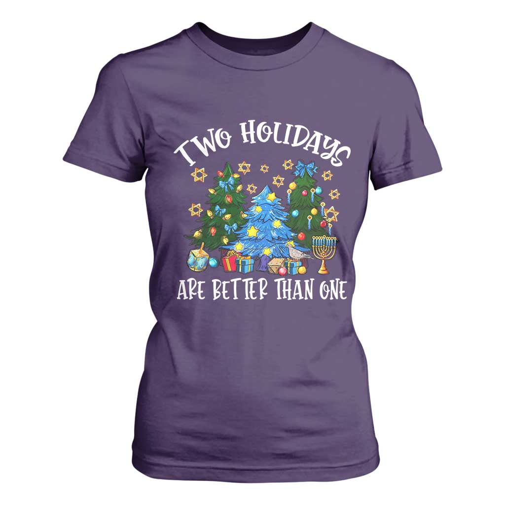 Christmas Hanukkah T Shirt For Women Two Holidays Are Better Than One Christmukkah Tree TS11 Purple Print Your Wear