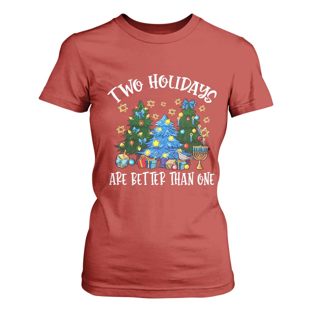 Christmas Hanukkah T Shirt For Women Two Holidays Are Better Than One Christmukkah Tree TS11 Red Print Your Wear