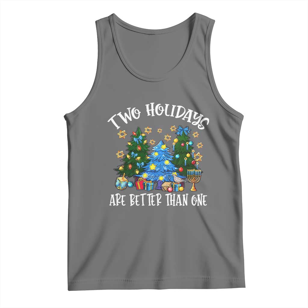 Christmas Hanukkah Tank Top Two Holidays Are Better Than One Christmukkah Tree TS11 Black Heather Print Your Wear