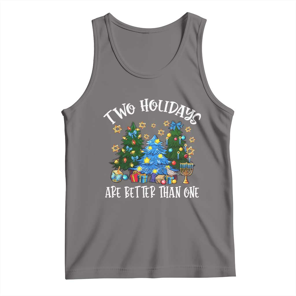 Christmas Hanukkah Tank Top Two Holidays Are Better Than One Christmukkah Tree TS11 Deep Heather Print Your Wear