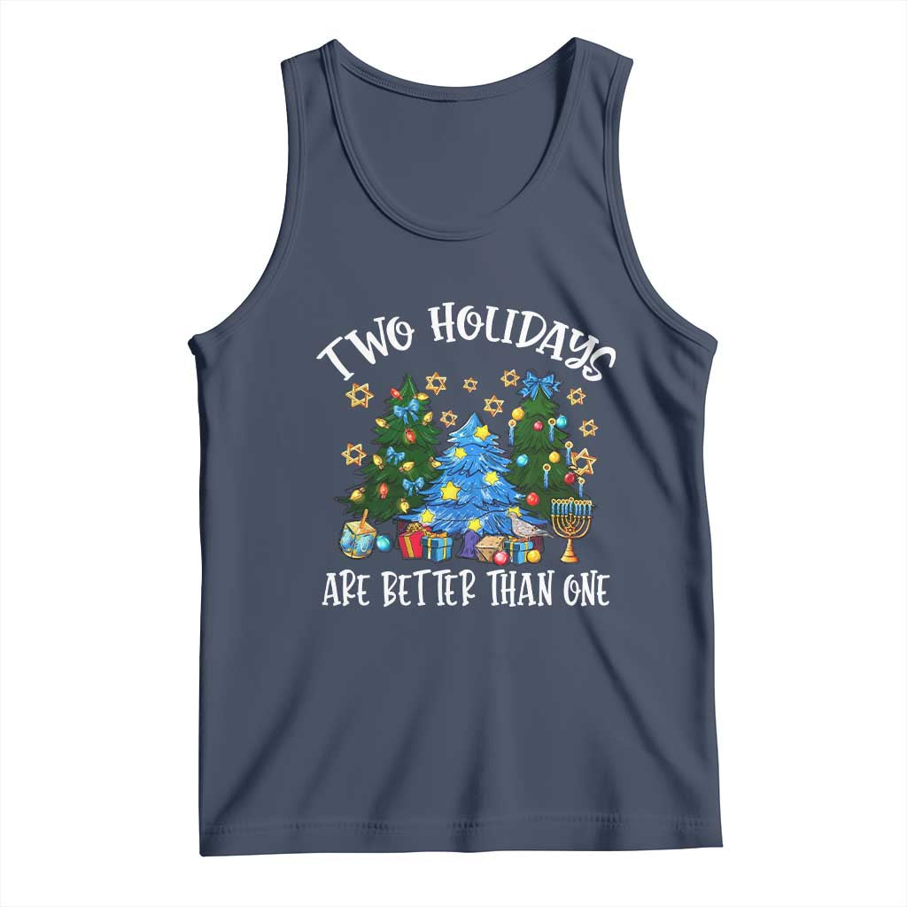 Christmas Hanukkah Tank Top Two Holidays Are Better Than One Christmukkah Tree TS11 Navy Print Your Wear