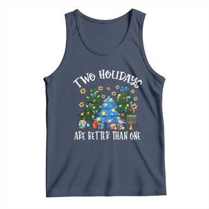 Christmas Hanukkah Tank Top Two Holidays Are Better Than One Christmukkah Tree TS11 Navy Print Your Wear