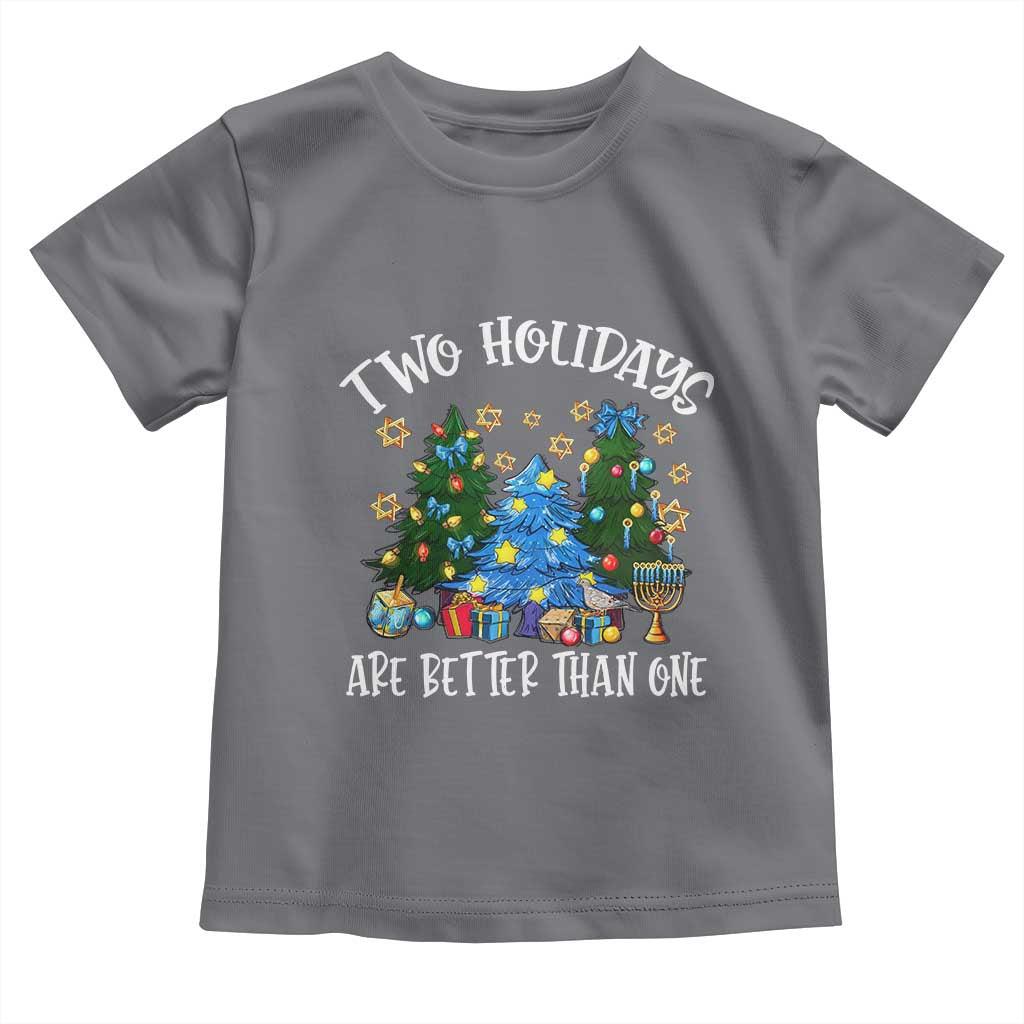 Christmas Hanukkah Toddler T Shirt Two Holidays Are Better Than One Christmukkah Tree TS11 Charcoal Print Your Wear