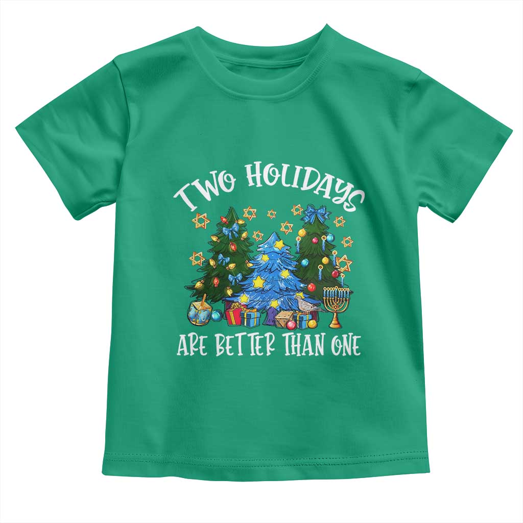 Christmas Hanukkah Toddler T Shirt Two Holidays Are Better Than One Christmukkah Tree TS11 Irish Green Print Your Wear