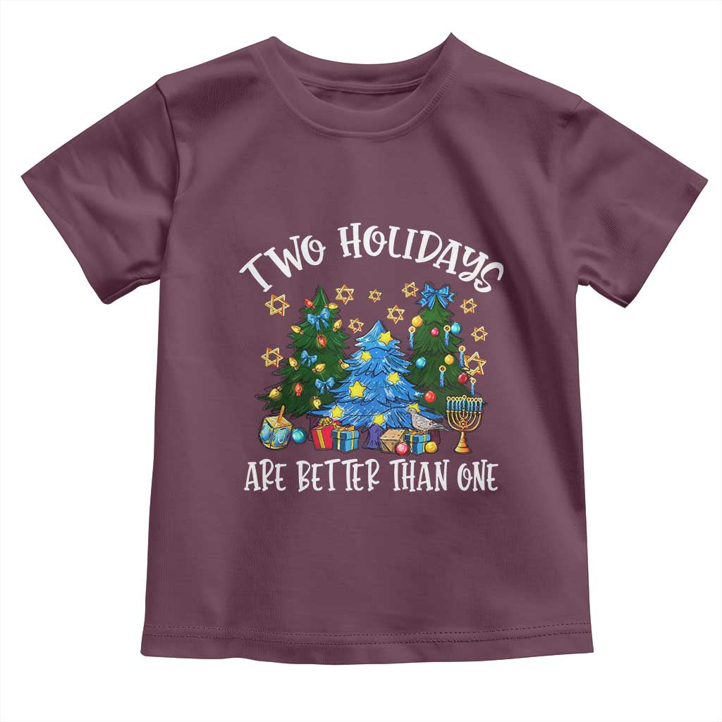 Christmas Hanukkah Toddler T Shirt Two Holidays Are Better Than One Christmukkah Tree TS11 Maroon Print Your Wear