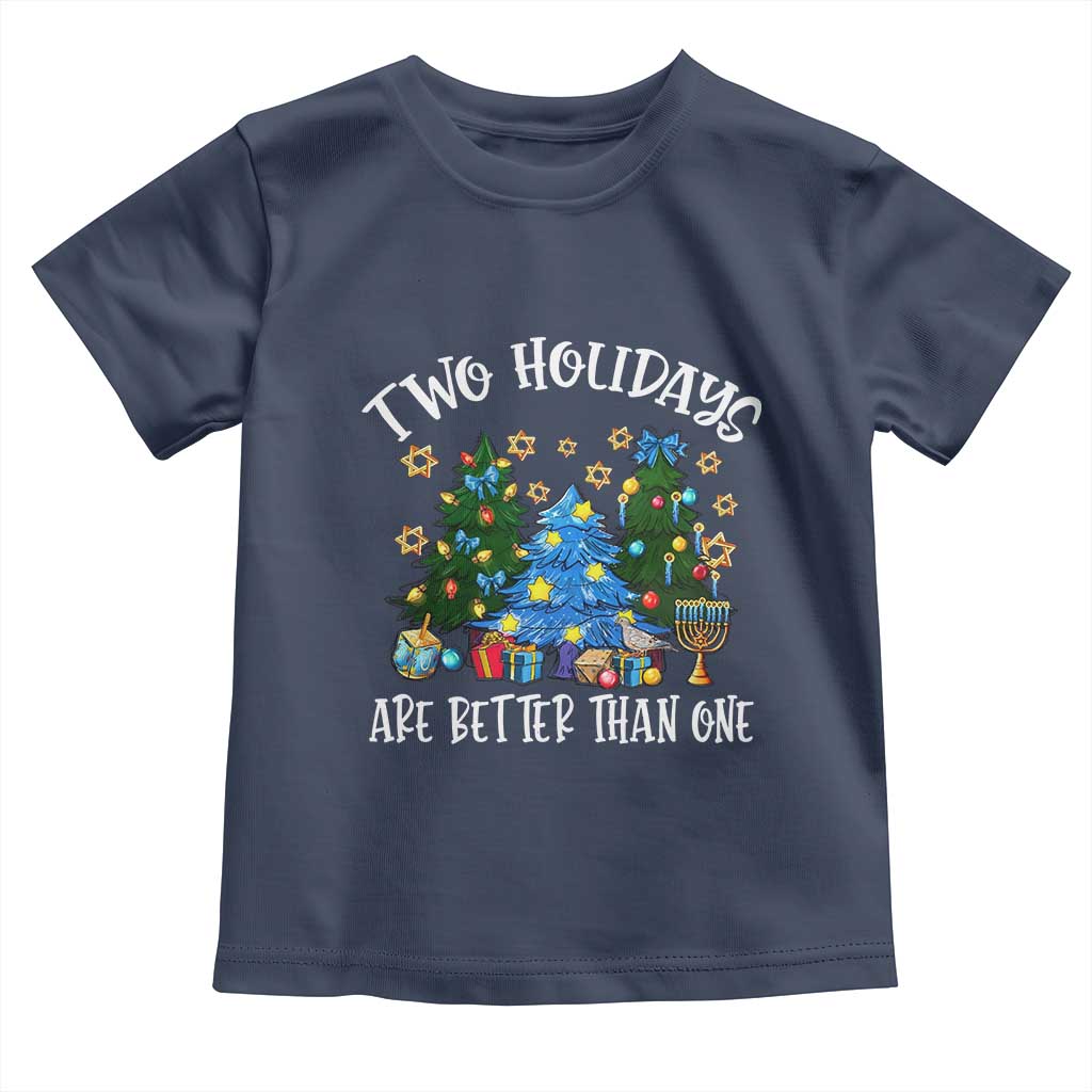Christmas Hanukkah Toddler T Shirt Two Holidays Are Better Than One Christmukkah Tree TS11 Navy Print Your Wear
