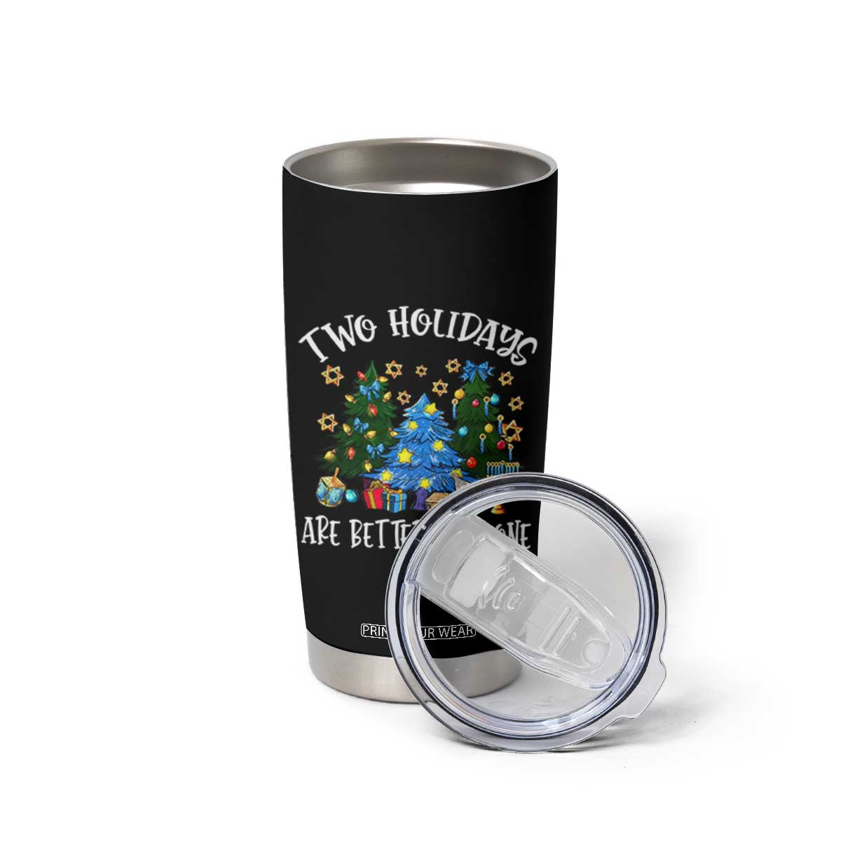 Christmas Hanukkah Tumbler Cup Two Holidays Are Better Than One Christmukkah Tree TS11 Print Your Wear