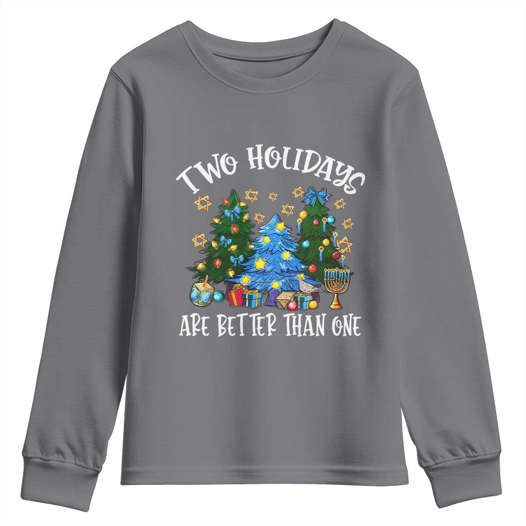 Christmas Hanukkah Youth Sweatshirt Two Holidays Are Better Than One Christmukkah Tree TS11 Charcoal Print Your Wear