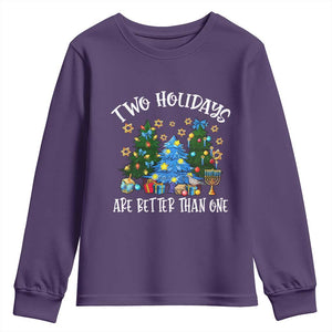 Christmas Hanukkah Youth Sweatshirt Two Holidays Are Better Than One Christmukkah Tree TS11 Purple Print Your Wear