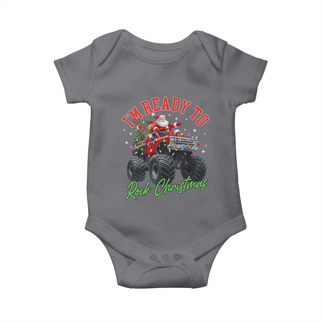 Christmas Monster Truck Baby Onesie I Am Ready To Rock Xmas Santa TS11 Charcoal Print Your Wear