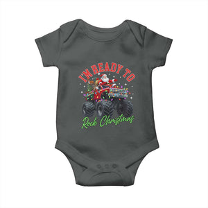 Christmas Monster Truck Baby Onesie I Am Ready To Rock Xmas Santa TS11 Dark Heather Print Your Wear