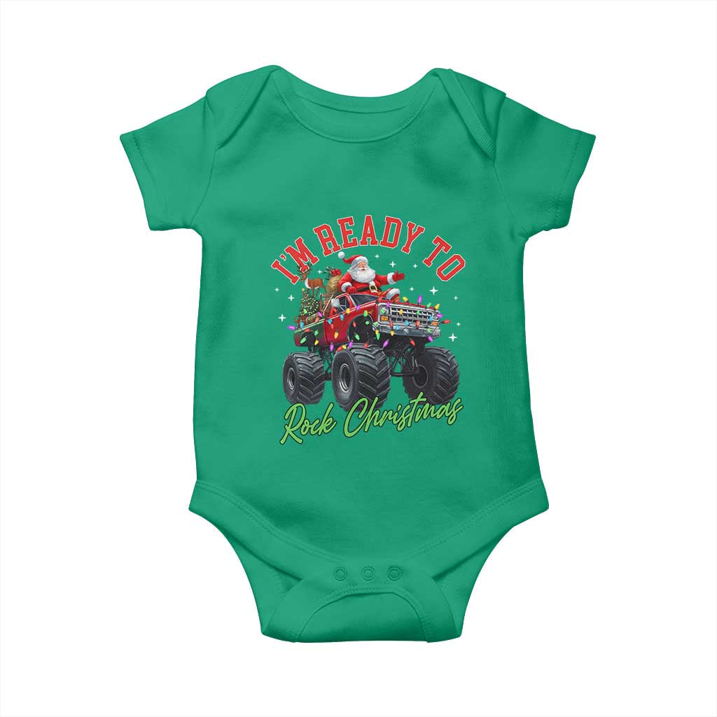 Christmas Monster Truck Baby Onesie I Am Ready To Rock Xmas Santa TS11 Irish Green Print Your Wear