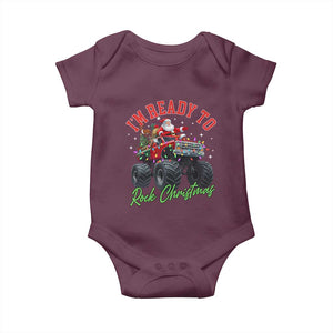 Christmas Monster Truck Baby Onesie I Am Ready To Rock Xmas Santa TS11 Maroon Print Your Wear