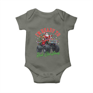 Christmas Monster Truck Baby Onesie I Am Ready To Rock Xmas Santa TS11 Military Green Print Your Wear