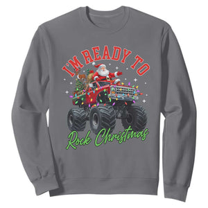 Christmas Monster Truck Sweatshirt I Am Ready To Rock Xmas Santa TS11 Charcoal Print Your Wear
