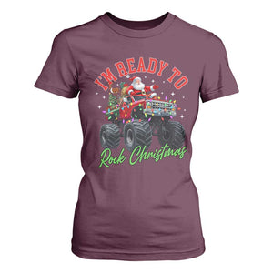 Christmas Monster Truck T Shirt For Women I Am Ready To Rock Xmas Santa TS11 Maroon Print Your Wear