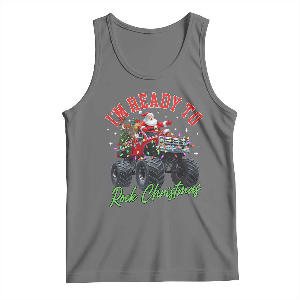 Christmas Monster Truck Tank Top I Am Ready To Rock Xmas Santa TS11 Black Heather Print Your Wear