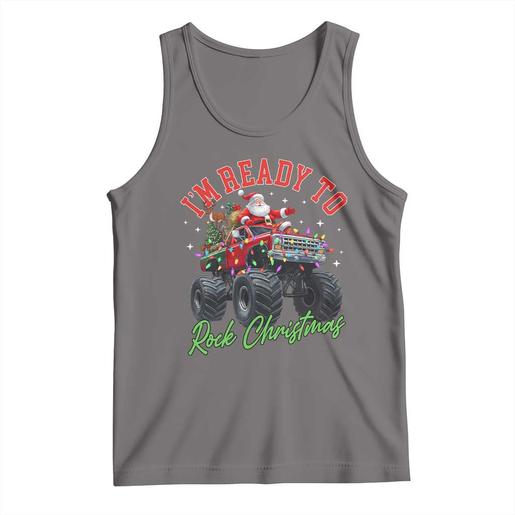 Christmas Monster Truck Tank Top I Am Ready To Rock Xmas Santa TS11 Deep Heather Print Your Wear