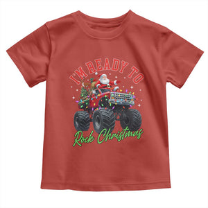 Christmas Monster Truck Toddler T Shirt I Am Ready To Rock Xmas Santa TS11 Red Print Your Wear