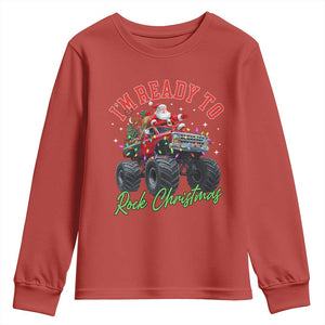 Christmas Monster Truck Youth Sweatshirt I Am Ready To Rock Xmas Santa TS11 Red Print Your Wear