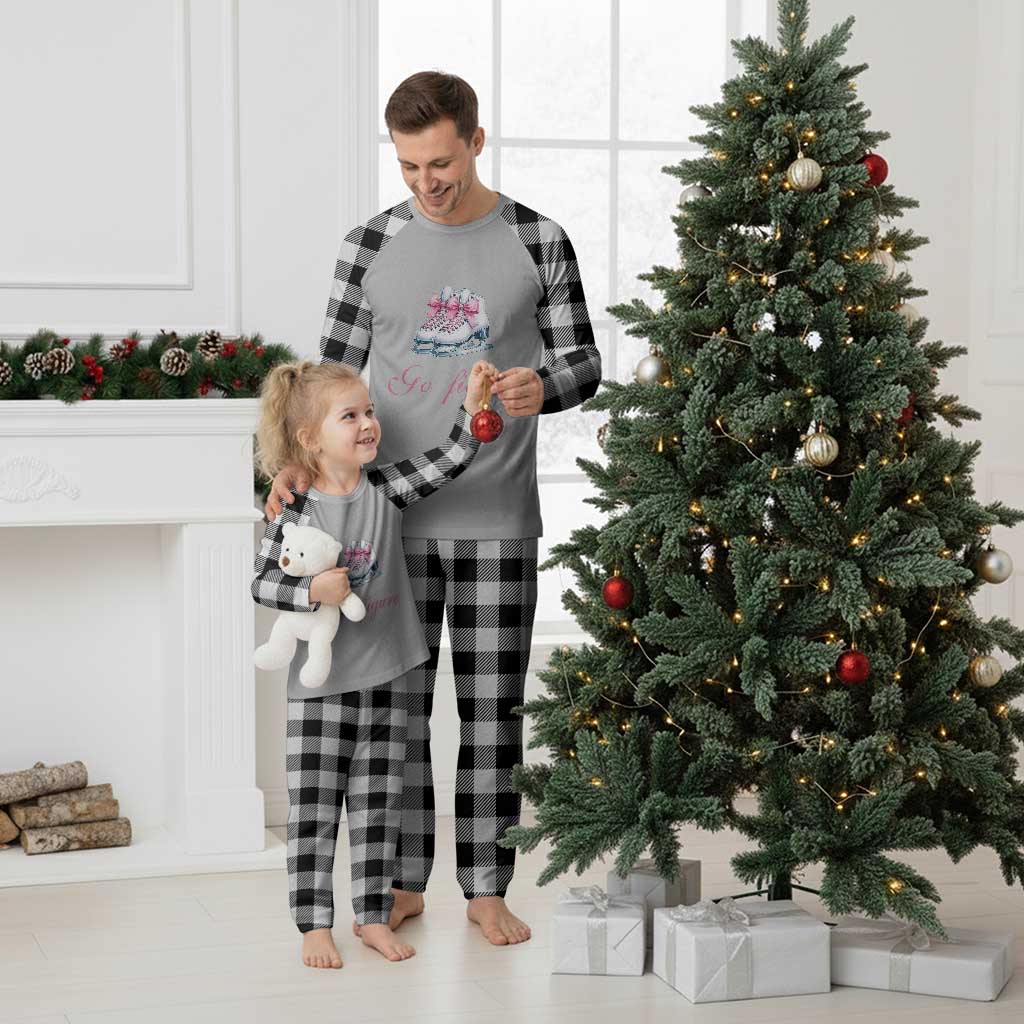 Figure Skater Plaid Pajama Set Go Figure Coquette Pink Bow Ice Skating TS11 White Plaid Print Your Wear
