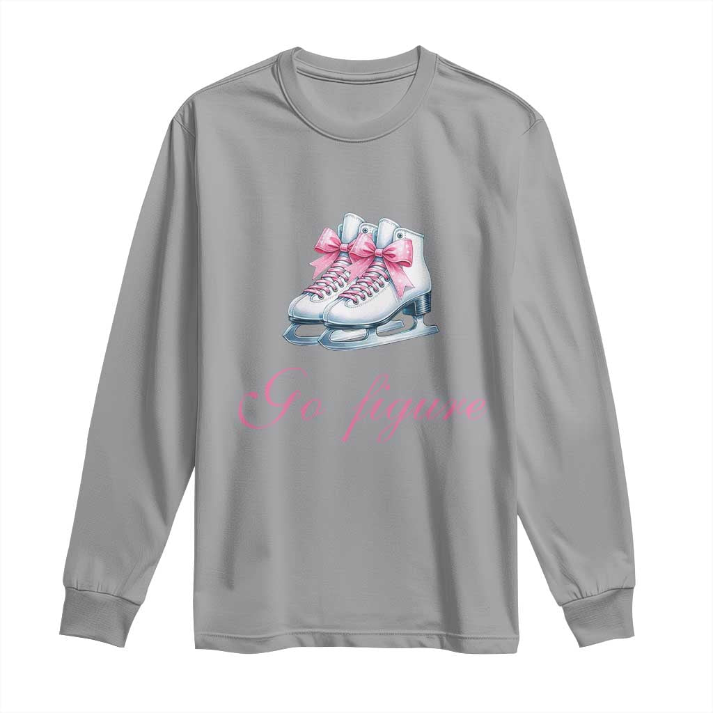 Figure Skater Long Sleeve Shirt Go Figure Coquette Pink Bow Ice Skating TS11 Sport Gray Print Your Wear