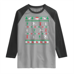 Funny Christmas Figure Ice Skating Skater Raglan Shirt TS11 Sport Gray Black Print Your Wear
