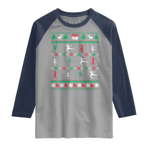 Funny Christmas Figure Ice Skating Skater Raglan Shirt TS11 Sport Gray Navy Print Your Wear