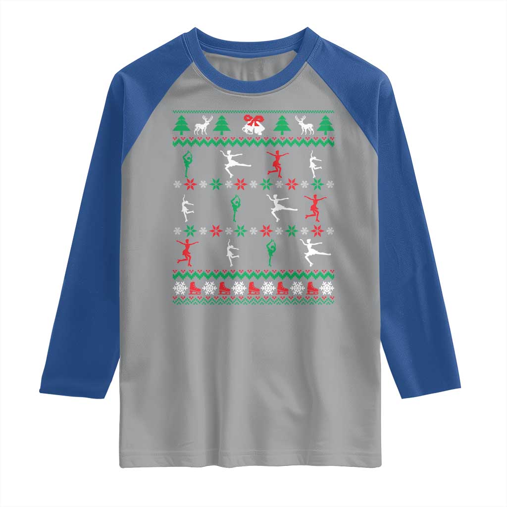 Funny Christmas Figure Ice Skating Skater Raglan Shirt TS11 Sport Gray Royal Print Your Wear