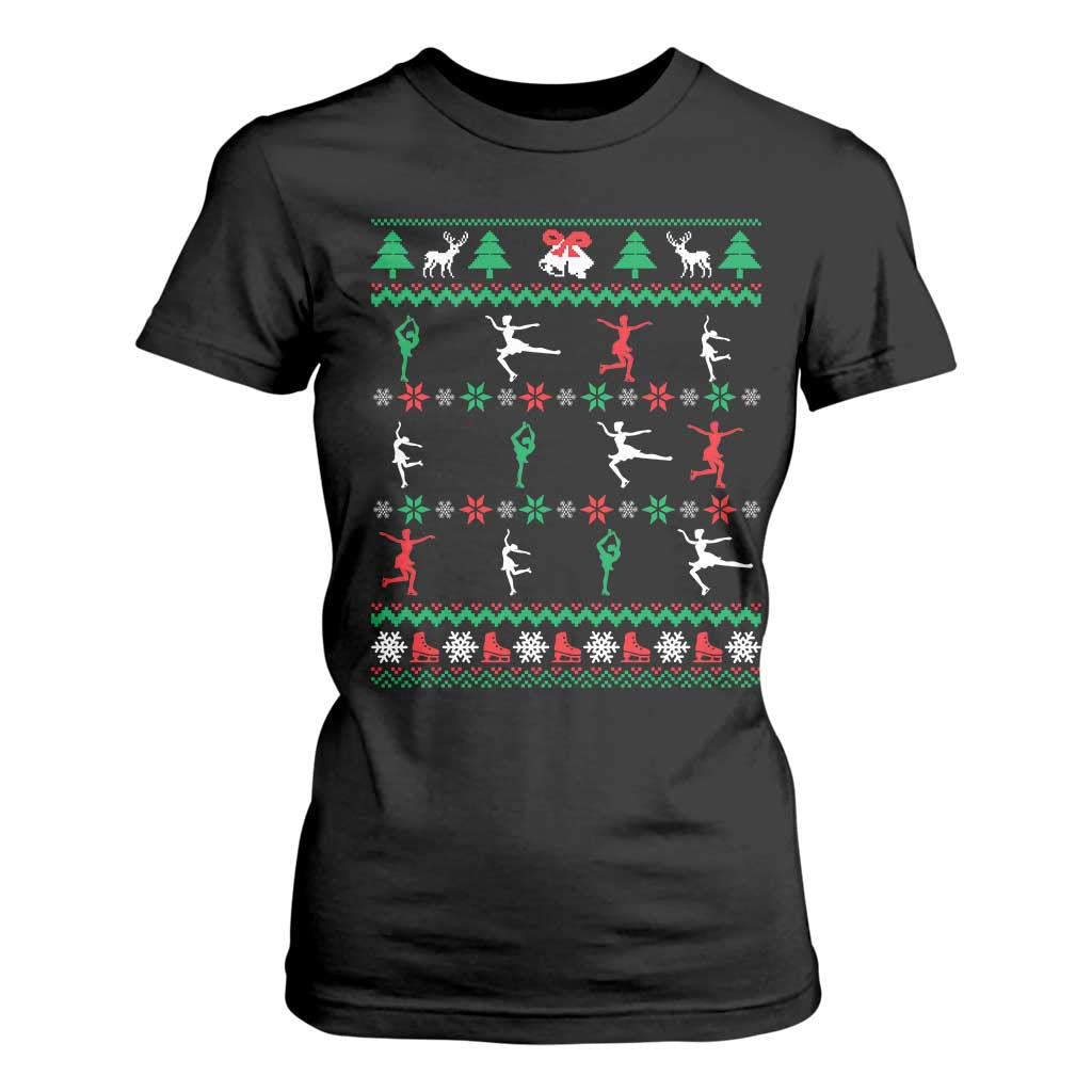 Funny Christmas Figure Ice Skating Skater T Shirt For Women TS11 Black Print Your Wear