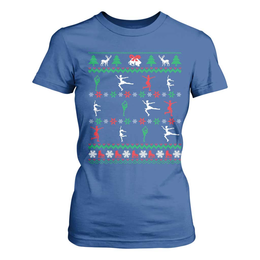 Funny Christmas Figure Ice Skating Skater T Shirt For Women TS11 Royal Blue Print Your Wear