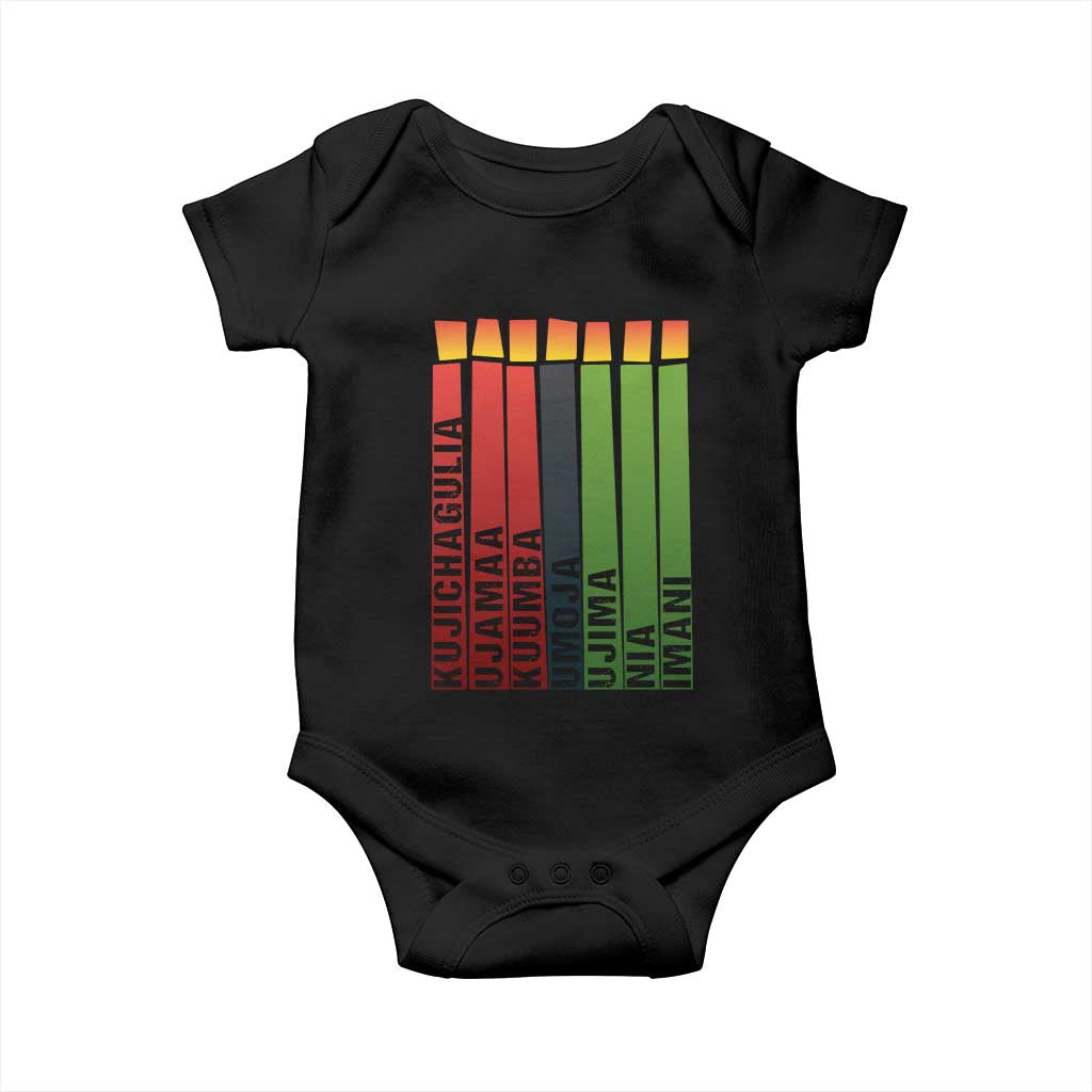 The 7 Principles Of Kwanzaa Baby Onesie Kinara Candles African Heritage TS11 Black Print Your Wear