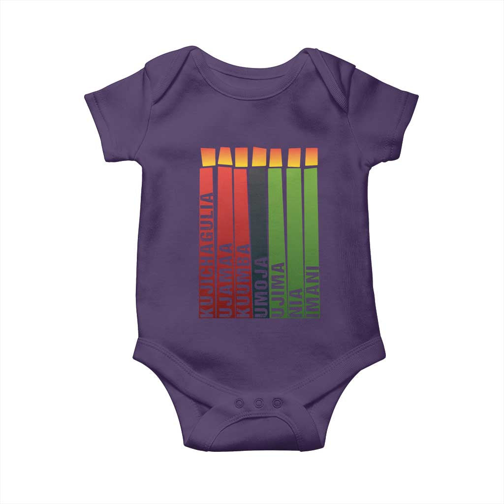 The 7 Principles Of Kwanzaa Baby Onesie Kinara Candles African Heritage TS11 Purple Print Your Wear