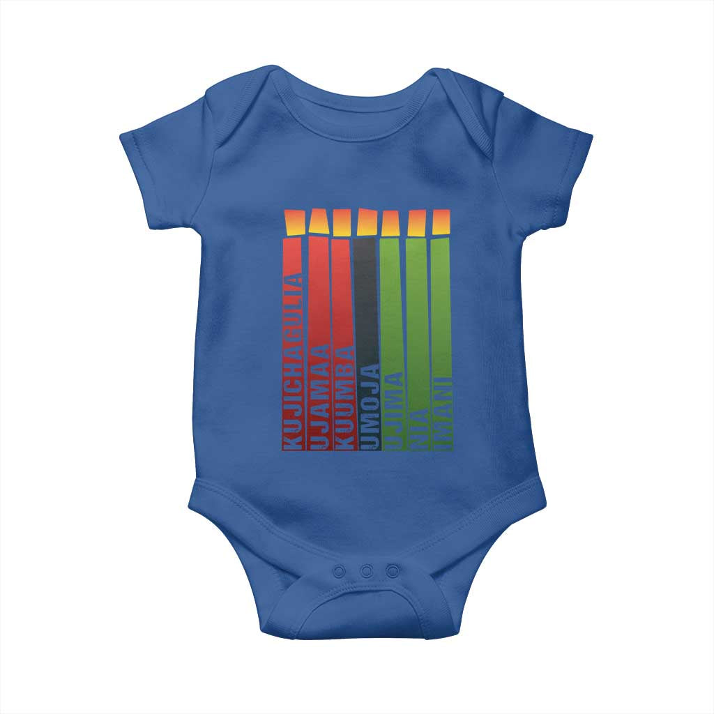 The 7 Principles Of Kwanzaa Baby Onesie Kinara Candles African Heritage TS11 Royal Blue Print Your Wear