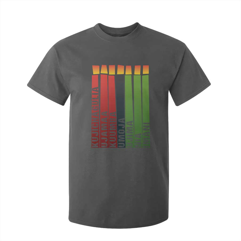 The 7 Principles Of Kwanzaa T Shirt For Kid Kinara Candles African Heritage TS11 Dark Heather Print Your Wear