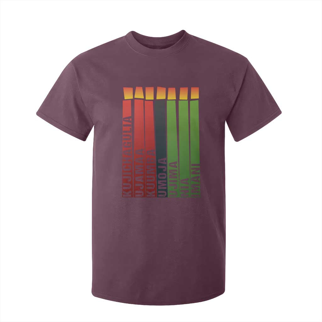The 7 Principles Of Kwanzaa T Shirt For Kid Kinara Candles African Heritage TS11 Maroon Print Your Wear