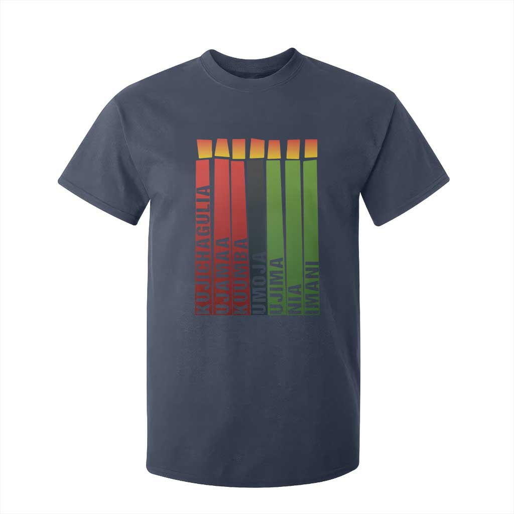 The 7 Principles Of Kwanzaa T Shirt For Kid Kinara Candles African Heritage TS11 Navy Print Your Wear