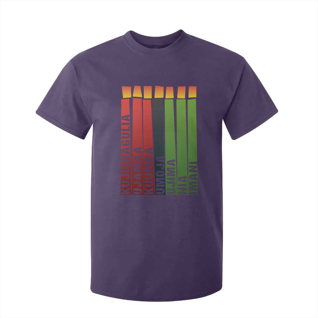 The 7 Principles Of Kwanzaa T Shirt For Kid Kinara Candles African Heritage TS11 Purple Print Your Wear