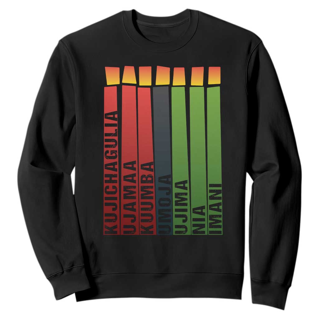 The 7 Principles Of Kwanzaa Sweatshirt Kinara Candles African Heritage TS11 Black Print Your Wear