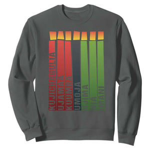 The 7 Principles Of Kwanzaa Sweatshirt Kinara Candles African Heritage TS11 Dark Heather Print Your Wear