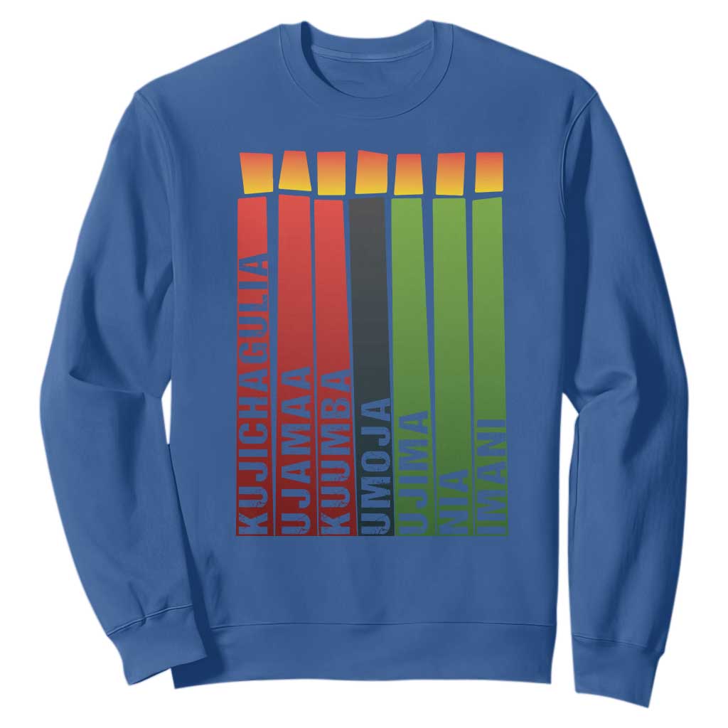 The 7 Principles Of Kwanzaa Sweatshirt Kinara Candles African Heritage TS11 Royal Blue Print Your Wear