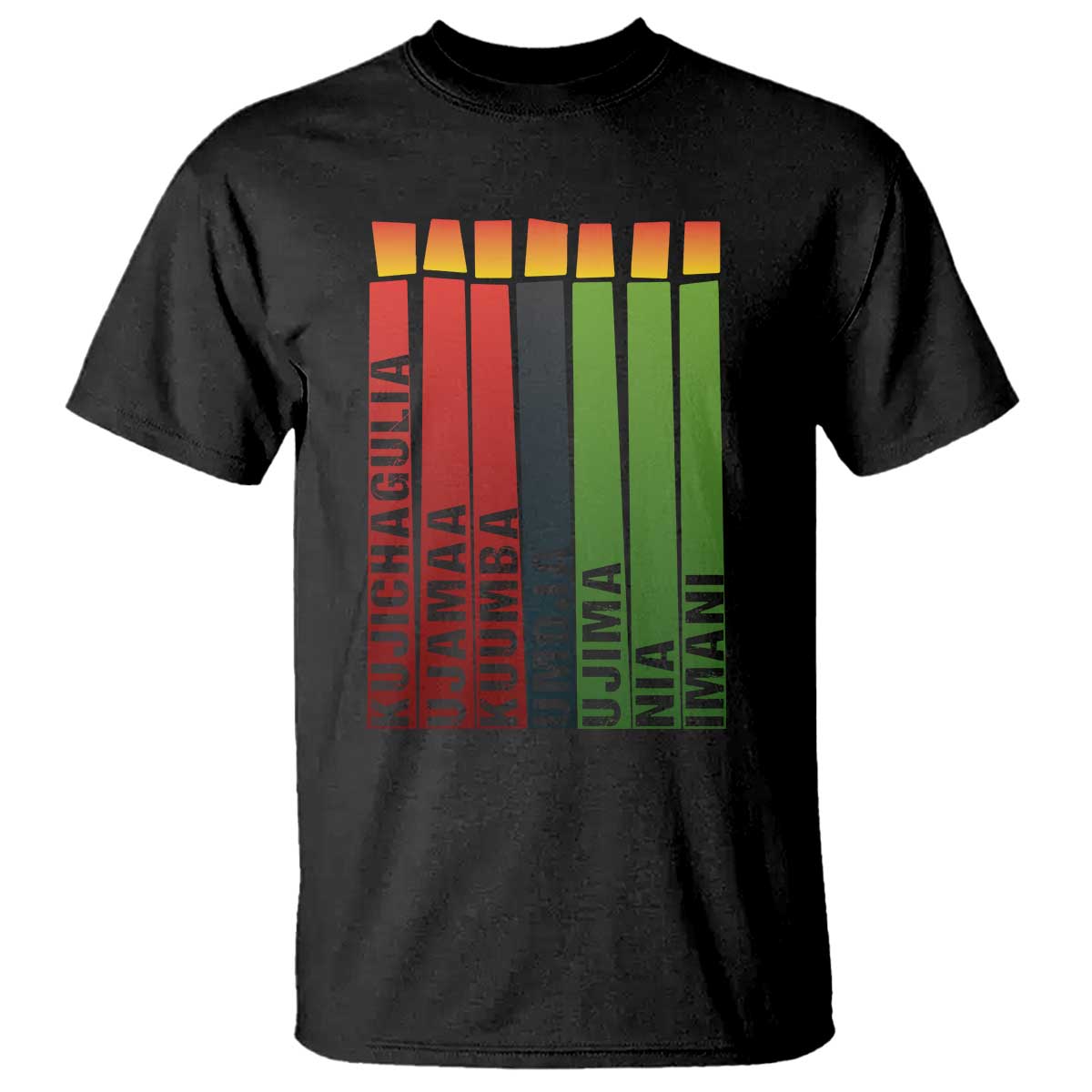 The 7 Principles Of Kwanzaa T Shirt Kinara Candles African Heritage TS11 Black Print Your Wear