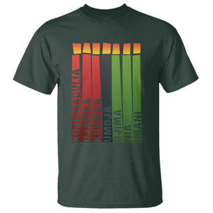 The 7 Principles Of Kwanzaa T Shirt Kinara Candles African Heritage TS11 Dark Forest Green Print Your Wear