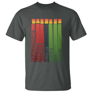 The 7 Principles Of Kwanzaa T Shirt Kinara Candles African Heritage TS11 Dark Heather Print Your Wear