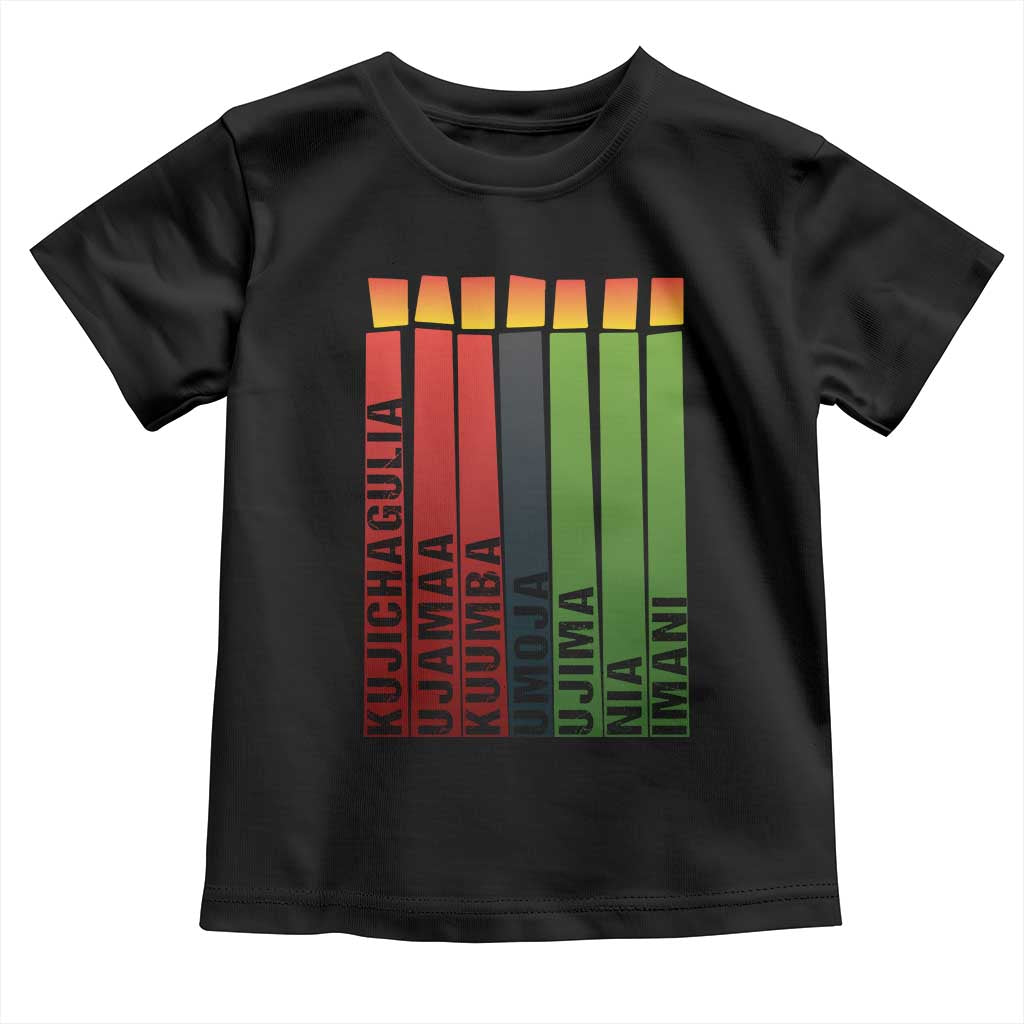 The 7 Principles Of Kwanzaa Toddler T Shirt Kinara Candles African Heritage TS11 Black Print Your Wear