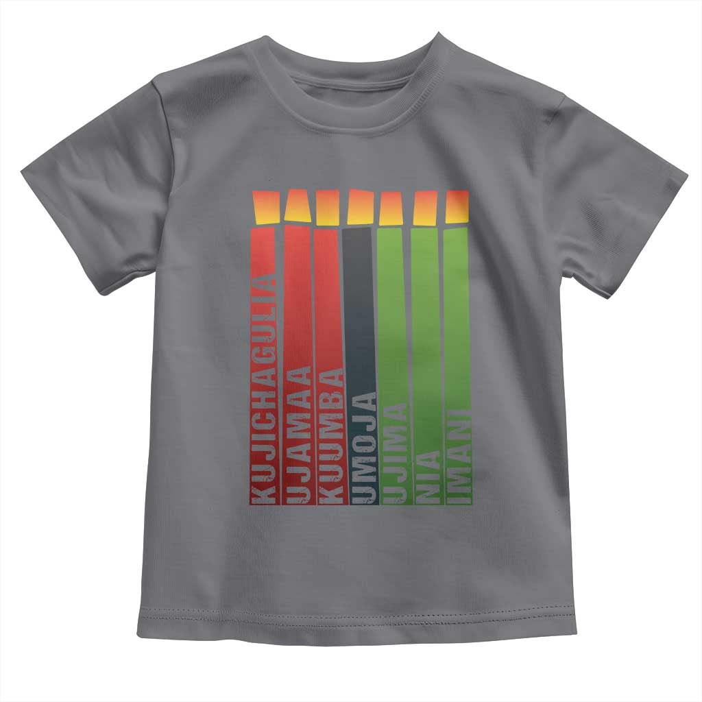 The 7 Principles Of Kwanzaa Toddler T Shirt Kinara Candles African Heritage TS11 Charcoal Print Your Wear